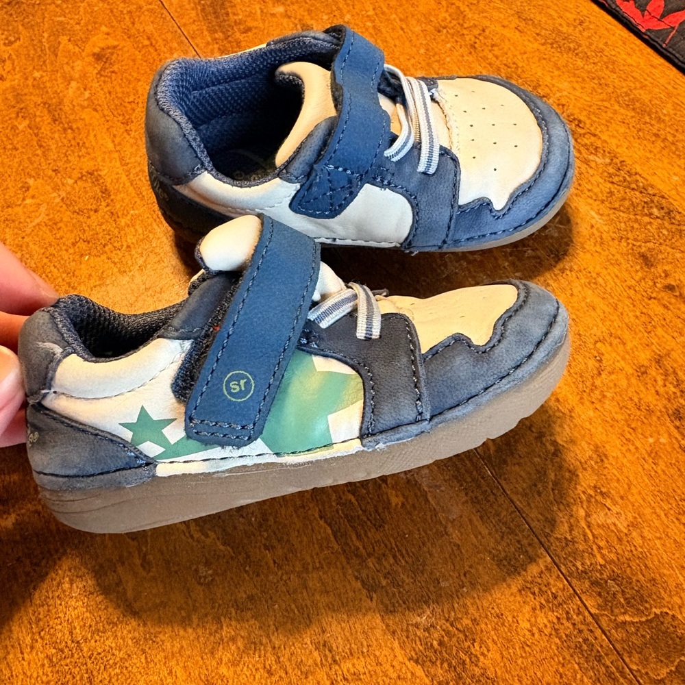Stride Rite Navy and Cream Kids Star Strap Sneakers